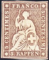 1859 5 Rp Graubraun Ungebrauchte Strubel Marke Noch Vollrandig. Viel Originalgummi. Signiert Schlesinger, Fotobefund - Unused Stamps