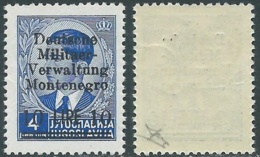 1943 OCCUPAZIONE TEDESCA MONTENEGRO CETTIGNE 10 LIRE SU 4 D MNH ** - RB41-4 - Occ. Allemande: Montenegro