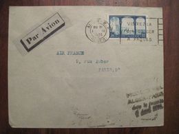 France 1935 Enveloppe Cover Air Mail Par Avion 1er Vol Paris Alger Ajaccio Tunis Dans La Journée - Lettres & Documents