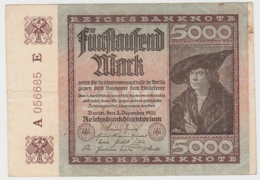 (D1026) Geldschein Reichsbanknote, 5.000 Mark 1922 - Autres & Non Classés