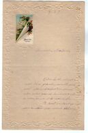 VP17.233 - 1899 - Lettre Illustrée Papier Gaufré Double Page Avec Découpi Fleurs & Oiseau - Melle J. PRIGNAULT à FOUDON - Animali