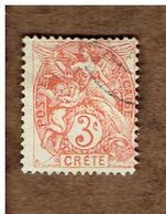 CRETE. (Y&T) 1902-03 - .n°3   * Bureaux Français  *  3c *  Obli - Gebraucht