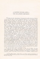 A102 705 Joseph Hartmann Goethe Und Die Alpen Schweiz Artikel Von1908 !! - Autres & Non Classés