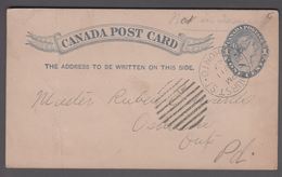 1891. CANADA POST CARD POSTAGE ONE CENT VICTORIA Cancelled BATHURST JU 11 89 TORONTO.... () - JF365212 - 1903-1954 Rois