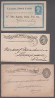 1877-1894. CANADA POST CARD POSTAGE ONE CENT VICTORIA 3 DIFFERENT Cancelled  () - JF365215 - 1903-1954 Rois