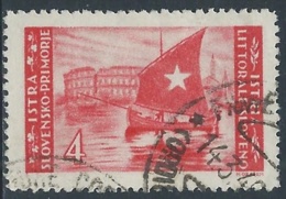 1946 OCCUP. JUGOSLAVA ISTRIA E LITORALE SLOVENO ZAGABRIA USATO 4 LIRE - RA18 - Yugoslavian Occ.: Slovenian Shore