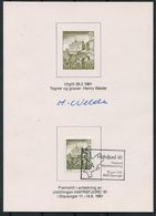 1981 Norway Henry Welde Designer Signed Hafrsfjord Stavanger Reprint Souvenir Card - Proofs & Reprints