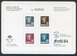 1984 Norway Stamp Exhibition Souvenir Sheet FREFIL 84 Lions Fredrikstad - Ensayos & Reimpresiones