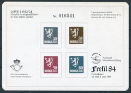 1984 Norway Stamp Exhibition Souvenir Sheet FREFIL 84 Lions Fredrikstad - Otros & Sin Clasificación