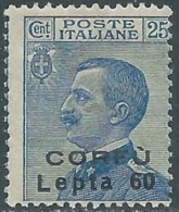 1923 CORFU EFFIGIE 60 L SU 25 CENT MNH ** - RA20 - Corfou