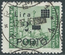 1946 OCCUP. JUGOSLAVA ISTRIA E LITORALE SLOVENO SEGNATASSE USATO 2 LIRE - RA1 - Yugoslavian Occ.: Slovenian Shore