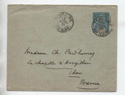 1901 - ENVELOPPE ENTIER POSTAL De TOURANE / TOURANNE (INDOCHINE) Pour LA CHAPELLE D'ANGILLON (CHER) - Otros & Sin Clasificación