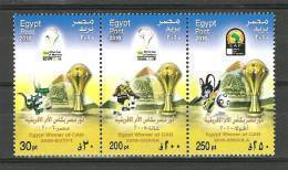 Egypt - 2010 - ( Sports - Egypt, Winner Of Can 2010, Angola ) - Strip Of 3 - MNH (**) - Altri & Non Classificati