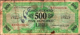19895) BANCONOTA Da 500 AM LIRE Occupazione Militare Alleata 1943 A Bilingue -banconota Non Trattata.vedi Foto - Sonstige & Ohne Zuordnung