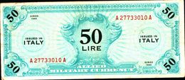 19933) BANCONOTA Da 50 AM LIRE Occupazione Militare Alleata 1943 A Monolingua -banconota Non Trattata.vedi Foto - Otros & Sin Clasificación