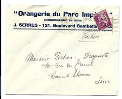Lettre 1937 - En-tête ORANGERIE Du PARC IMPÉRIAL à NICE - HERBORISTERIE - 1932-39 Paix