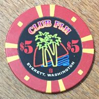 USA WASHINGTON EVERETT CLUB FIJI CASINO CHIP $ 5 JETON TOKEN COIN - Casino