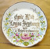 Lot. 1383. Ancienne Assiette Souvenir Du Mariage D'Emile D'Ath Et De Louisa Dénébourg En 1939 à Beloeil - Villeroy/Boch (LUX)