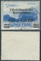 1944 OCCUPAZIONE TEDESCA MONTENEGRO POSTA AEREA USATO 0,25+1,25 SU 1 LIRA - RA4 - German Occ.: Montenegro