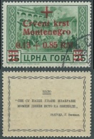 1944 OCCUPAZIONE TEDESCA MONTENEGRO USATO 0,15+0,85 SU 25 CENT - RA4-2 - Occ. Allemande: Montenegro