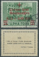 1944 OCCUPAZIONE TEDESCA MONTENEGRO USATO 0,15+0,85 SU 25 CENT - RA4-2 - German Occ.: Montenegro