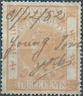 Hong Kong 1882 Queen Victoria,Revenue Stamp DUTY TAX 3C Orange,USED - Stempelmarke Als Postmarke Verwendet