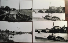 4 Photos De CPA, Le Port - Bergerac - 24 - Dordogne, Vue, Port, Pont, Gabarre, Marchandises (caisses De Vin) - Other & Unclassified