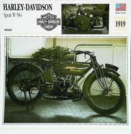 Motorcycle HARLEY-DAVIDSON Sport W 584cc 1919 - Moto Américaine - Collection Fiche Technique Edito-Service S.A. - Sammlungen