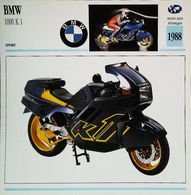 " Motorrad B.M.W. 1000 K1   Moto Danemark 1988  -  Collection Fiche Technique Edito-Service S.A. - Sammlungen