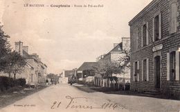 CPA, Couptrain, Route De Pré-en-Pail, Brossier Photo Et éditeur, A Droite La Gendarmerie Nationale - Couptrain
