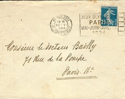 1924- Enveloppe De Paris XVII - R. Jouffroy - "JEUX OLYMPIQUES / PARIS / MAI-JUIN-JUILLET / 1924" - Summer 1924: Paris