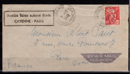 Guyane - Timbre De Métropole (Gandon) Sur Enveloppe 1ere Liaison Directe Cayenne à Paris , Pas Vu Précédemment - Cartas & Documentos