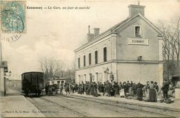 écommoy * La Gare * Un Jour De Marché * Foire * Ligne Chemin De Fer De La Sarthe - Ecommoy