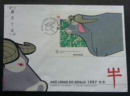 Macau Macao Year Of The Ox 1997 Cow Chinese Zodiac Lunar (FDC) *see Scan - Brieven En Documenten