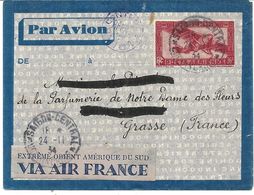 ENTIER POSTAL VIA AIR FRANCE POUR GRASSE - Brieven En Documenten