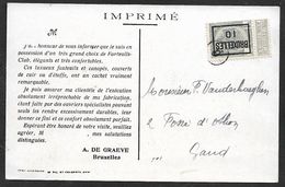 1910 BELGIQUE - IMPRIMÉ PRÉOBLITÉRÉ 1c BRUXELLES  A GAND  - LUXUEUX FAUTEUILS ET CANAPÉS - Rolstempels 1900-09