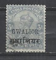 INDIAN PRINCELY STATES - GWALIOR 1928 - KING GEORGE V OVERPRINTED - OBLITERE USED GESTEMPELT USADO - Gwalior