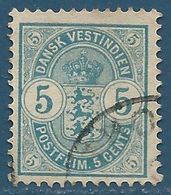 Antilles Danoises N°18 Armoiries 5c Bleu Oblitéré - Danish West Indies