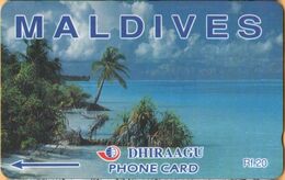 Maldives - MV: MAL-M-3A, GPT, Coconut Palms, Maldives, Beaches, 109MLDB, Dashed Zero: "Ø", 2000, Used - Maldives