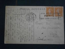 FRANCE LETTRE ENVELOPPE COVER CARTE PARIS CHAMPS ELYSEES SEMEUSE FLAMME PARIS DEPART JEUX OLYMPIQUES PARIS MAI JUIN 1924 - Summer 1924: Paris