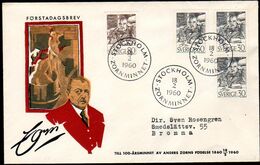 SWEDEN 1960 Zorn Centenary FDC.  Michel 455-56 - FDC