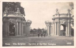 010956 "ROMA - VILLA BORGHESE - INGRESSO AL GIARDINO ZOOLOGICO"  ANIMATA.  CART NON SPED - Parks & Gärten