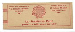 Paris Carnet De Dix Vignettes Gravées De Couleur Rouge. - Blokken & Postzegelboekjes