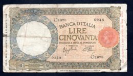 Banconota Banca D'Italia £ 50 Lupetta - Fascio 23-8-1943 R3 - 50 Lire