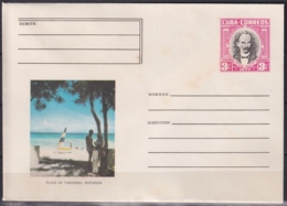 1977-EP-61 CUBA 1977 3c POSTAL STATIONERY COVER. MATANZAS, PLAYA DE VARADERO BEACH LIGERAS MANCHAS. - Briefe U. Dokumente