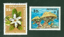 Fleurs + Coraux; Polynésie Française / French Polynesia; Scott # 304 + 311; Usagé (3417) - Gebruikt