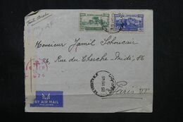 LIBAN - Enveloppe De Beyrouth Pour Paris En 1945 Avec Contrôle Postal, Affranchissement Recto Et Verso - L 69112 - Storia Postale