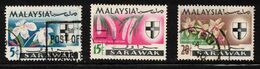 MALAYSIA SARAWAK Scott # 230, 233, 234 Used - Flowers - Orchids - Fédération De Malaya