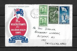 1953 INVERCARGILL → Souvenir Cover "Children's Health Is The Nation's Wealth" To Altdorf/Switzerland - Storia Postale