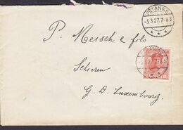 Luxembourg PÉTANGE 1927 'Petite' Cover Brief Lettre Schieren ETTELBRUCK (Arr. Cds.) & Charlotte Front Side Stamp - Storia Postale